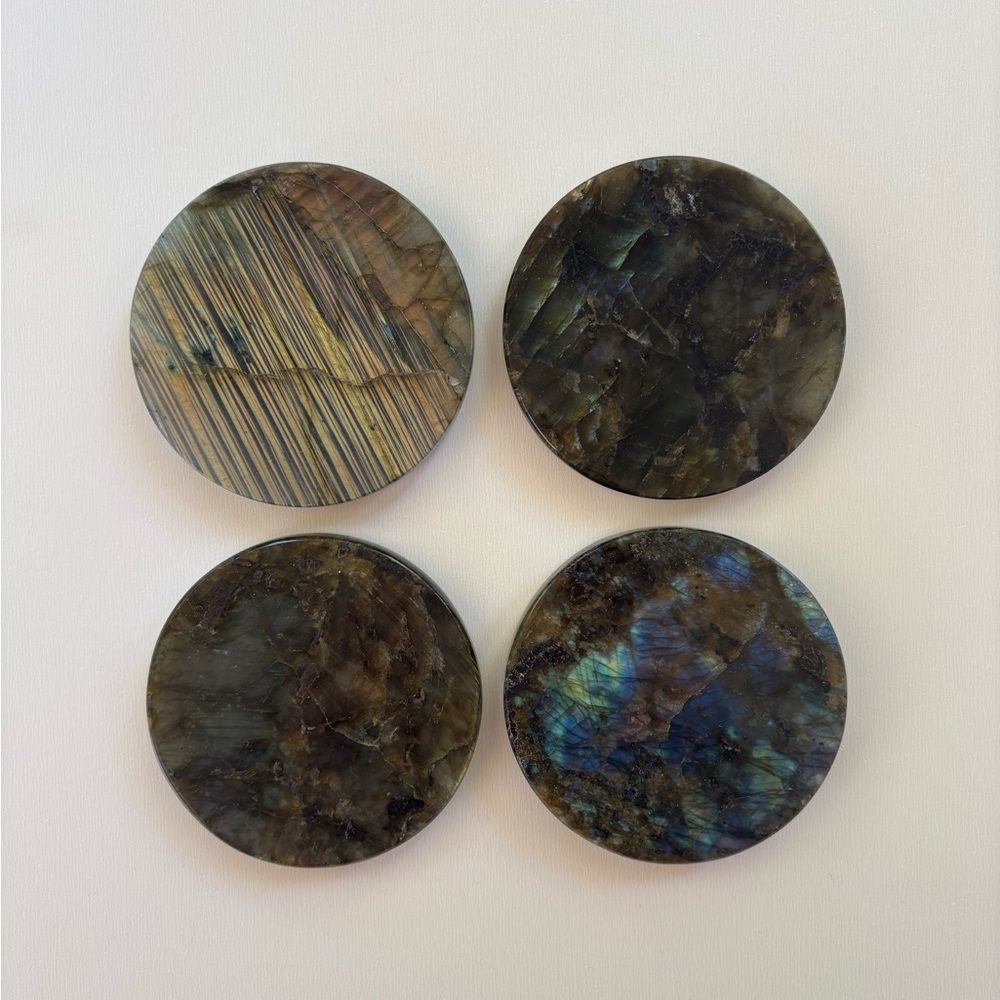 Labradorite Crystal Coasters 3.25” - set of 4